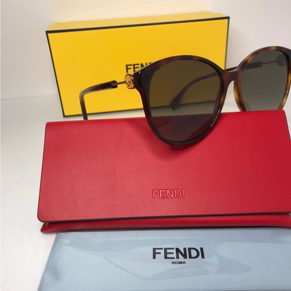 Fendi FF 0412/S Sunglasses Dark Havana / Brown Gradient Women's - Picture 9 of 12